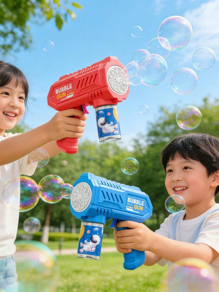 儿童户外泡泡枪玩具，太空造型带灯10孔儿童电动泡泡枪，肥皂水自动泡泡机儿童吹泡泡玩具