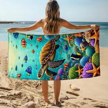 1pc Underwater World Sea Towel, Super Soft Microfiber Extra Large Beach Blanket, Super Absorbent Bath Towel, Suitable For Travel, Swimming Pool, Diving, Surfing, Yoga, Camping, Available In Multiple Sizes, Beach Accessories For Beach, Pool, Travel, Camping, Yoga - C - View 9