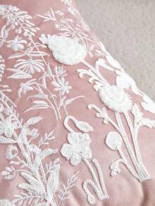 LCUHPCL 1pc Spring/Summer Charming 3D Embroidered Multi-Color Tulip & Gypsophila Wild Flower Embroidered Throw Pillow Cover, Home Decor Suitable For Living Room, Bedroom, Party, Sofa, Etc. - Pink - View 9