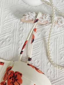 Áo kiểu nữ có dây đeo điều chỉnh được, họa tiết hoa, cổ hình trái tim, thắt eo. - trái cam - Xem 10