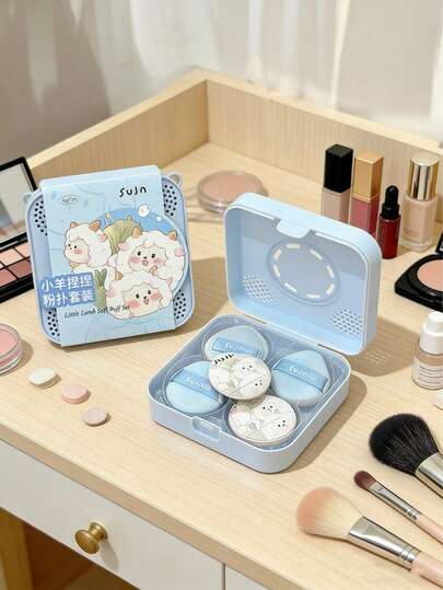 1 Box Sheep Series Flocked Thumb Makeup Sponge, Soft & Skin-Friendly Concealer, Suitable For Spot Concealing, Eye Area, Nose Tip, Dry & Wet Use, Makeup Applicator Tool