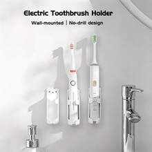 Bộ 2 giá đỡ bàn chải đánh răng điện hình gấu dễ thương, gắn tường không cần khoan, giải pháp lưu trữ đồ dùng thiết yếu cho phòng tắm và nhà cửa. - Nhiều màu - Xem 2