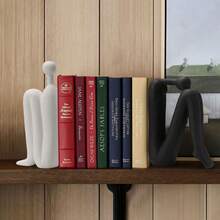 Decorative Bookends For Shelves,Bookends For Heavy Books Resinous Thinker Statue,Book Shelf Decor,Modern Creative Office Company Bookends Ornament Decorations - A - View 7