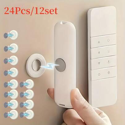 24/12/6件套组合遥控器收纳架，磁性壁挂挂钩，多功能磁性壁挂收纳挂钩，适用于各种遥控器，免钻孔装饰挂钩，安装简便，方便取用。