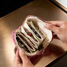 优雅编织化妆包 - 带拉链和隔层的珠宝收纳袋（绿色、蓝色、黄色、粉色） - 單件 - 查看 2