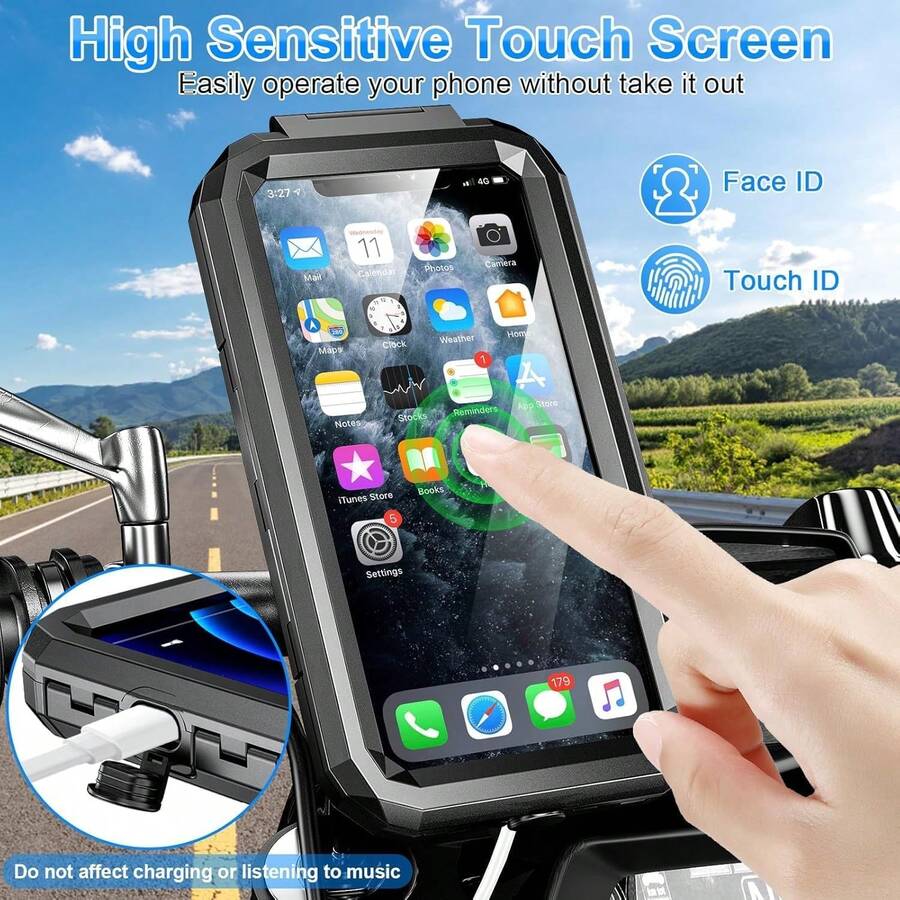 Universal Waterproof Full Sealed Bike Phone Mount 360° Rotatable Anti-Fall Shockproof Touch Screen Cell Phone Holder, Tool Free Install Rainproof Phone Cradle For Motorcycle E-Bike Scooter Rider Cycling Commuting - Multicolor - View 1