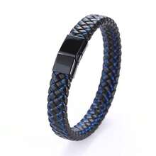 Handmade Microfiber Leather Bracelet Stainless Steel Men's Bracelet Jewelry - B 1055001 - Xem 4