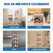 Rolling Organizer Cart, Multipurpose Storage Rack With Hooks, Kitchen/Bathroom/Office Utility Cart, Pantry Organizer - Watermelon Pink - View 4