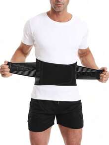 1pc Men's Waist Trainer Belt, Fitness Sports Waist Support, Professional Training Belt For Basketball, Squat, Deadlift, Abdominal Compression, Running, Workout Gear, Body Shaping, Lumbar Support, Adjustable Waist Trimmer For Men - Black - View 11