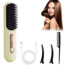 无线旅行直发器，迷你直发器，便携式热风直发梳，可充电电池，防烫设计，3档温度设置 - 多色 - 查看 13