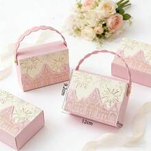 10个/包 婚礼派对礼品糖果盒，高端新款纸盒，纪念礼品盒，适用于各种节日和周年纪念日，手提纸盒 - 查看 4