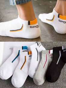 5双装男士透气网眼休闲简约轻便运动短袜，可选1/10/20/30/50/100双装 - 彩色 - 查看 3