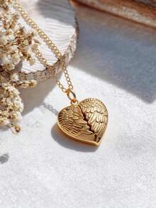 1pc Customized Angel Wings Photo Pendant Necklace, Elegant European And American High-End Gift Suitable For Women, Daily Wear And Holidays - Style 1 - View 9