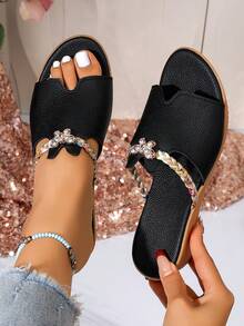 New Summer Fashion Versatile Women's Wedge Heel Sandals, Suitable For Home And Outdoor Wear, Anti-Slip Cowhide Sole, Thick-Soled Fashion Slippers,Mothers Day,Shoes. - Black - View 6