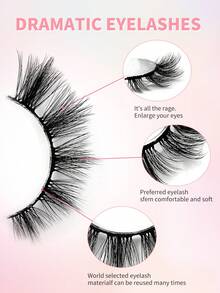 ENCHUW 5 Pairs Cross Eyelash Soft Long Thick Volume Eyelashes Fake Eyelashes For Party Makeup Faux Mink Lashes - Black - View 3