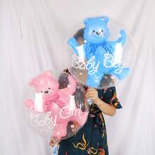 2pcs Blue & Pink Double-Layer Aluminum Foil Balloons, Suitable For Birthday, Anniversary Party - View 4