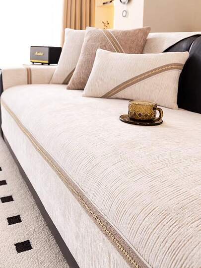 1pc Nordic Minimalist Chenille Sofa Cushion, All-Season Seat Pad Sofa Cover, Room Decor, Modern Simple Sofa Seat Cushion Cover, Dust-Proof And Dirt-Resistant Machine/Hand Washable Sofa Blanket, Soft And Fade-Resistant Bedroom Decor, Pet-Friendly Protective Cover, Adjustable For Corner Sofa, Suitable For Bedroom, Office, Living Room Combination Furniture, L-Shaped Sofa And 1/2/3/4 Seat Sofa