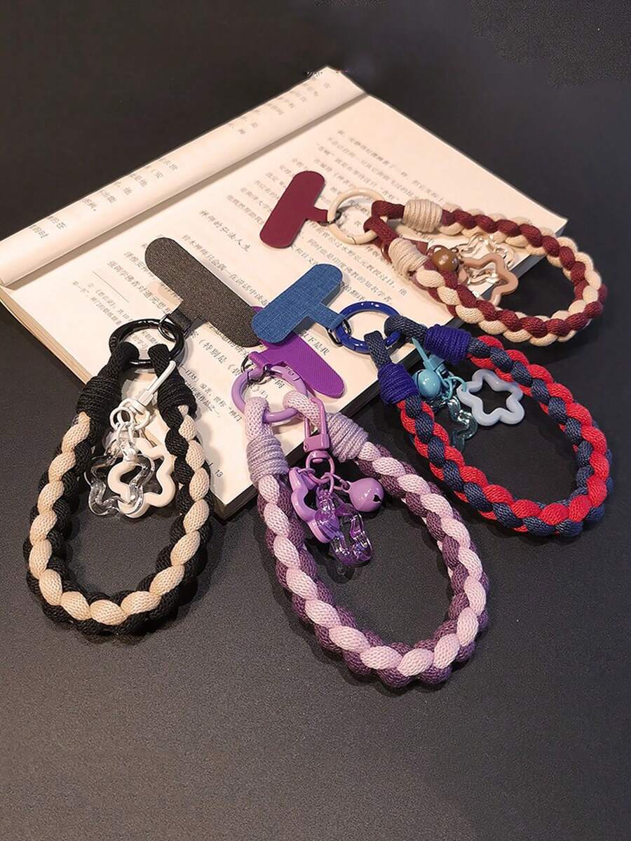 1 st. ny kort handgjord flätad telefonrem, lämplig för utomhusresor stöldskyddande hängrem/vattenflaskhållare/nyckelring mot försvinnande - Multifärgad - Visa 1