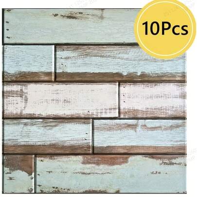 1/10pcs 2D Wall Sticker, Peel And Stick Wall Tiles, Self-Adhesive, Kitchen Backsplash, Peel And Stick Tiles, Thick Waterproof And Heat-Resistant, Bathroom, Living Room, Bedroom Decor, DIY Indoor Wall Panels