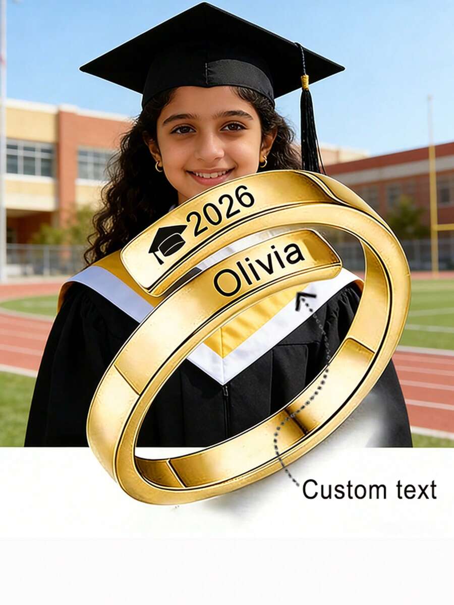 suteyi Customized 2026 Graduation Ring, Stainless Steel Hollow Design. Can Be Customized With Your Name And Graduation Date, A Personalized Graduation Gift For Teachers And Classmates - Multicolor - View 1