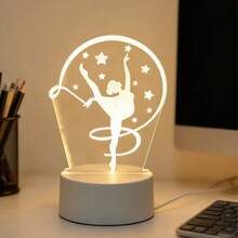1pc USB Powered 3D Modern Elegant Ballet LED Night Light, Suitable For Bedroom, Office And Various Room Types - Creative Gift Lamp Ideal For Her, Anniversary, Birthday, Valentine's Day, Christmas, Wife, Mother, Girlfriend - Yellow - View 4