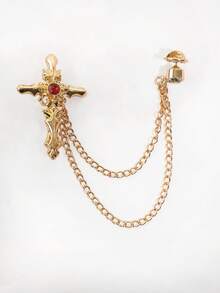 1件男士时尚仿宝石十字架链胸针，适合休闲、商务、派对等各种场合 - 彩色 - 查看 11