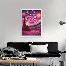 1 bức tranh đính đá 2D tự làm theo phong cách Van Gogh, bầu trời đầy sao, tranh nghệ thuật đính đá toàn bộ, trang trí phòng khách, bộ dụng cụ tự làm thủ công, quà tặng hoàn hảo cho dịp lễ. - Xem 6