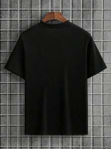 Men's Triangle White T-Shirt, Premium 100% Cotton - Black - View 3