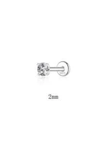 1Pc Moissanite Heart 925 Sterling Silver Earrings For Women Exquisite Romantic Tragus Stud Helix Stud Cartilage Stud For Daily Wear Wedding Party Engagement Fine Jewelry - Silver - View 6