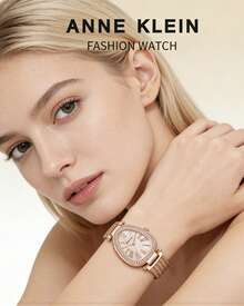Anne Klein Gold-Tone Crystal Accented Bangle Watch For Women,Luxury Quartz Analog Watch With Mother-Of-Pearl Dial Ladies' Mesh Bracelet Watch - Rose Gold - View 2