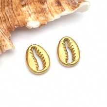 2 piezas Colgantes de metal de animales marinos de acero inoxidable dorado, con diseños de estrella de mar y delfín, para hacer joyería de verano y playa - Dorado - Ver 9