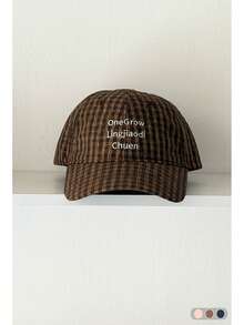 Plaid Letter Embroidered Soft Top Baseball Cap, Unisex Versatile Sun Protection Casual Peaked Cap, Spring/Summer - One Bubble Check - View 11
