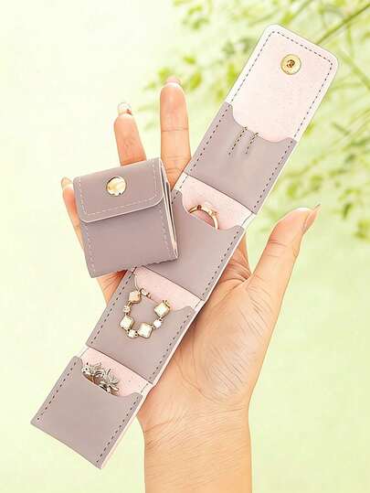 Foldable Multi-Functional Mini Travel Jewelry Pouch, Portable Jewelry Organizer Roll, Simple Design With Multiple Compartments, Secure Closure, For Necklace, Earring, And Ring Storage Bag, Small Jewelry Pouch, Suitable For Travel, Daily Use