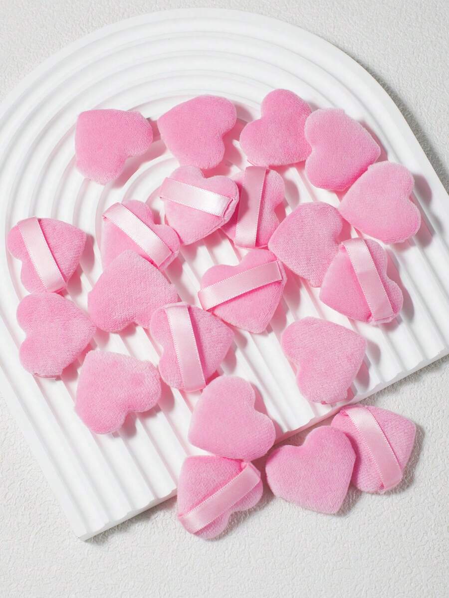 10/20/30/60pcs Packaging Mini Water Drop Shaped Cotton Powder Puffs, Made Of Ultra-Soft Velvet Material, Designed Specifically For Shaping Eyes And Eye Corners, Suitable For All Skin Types - Baby Pink - View 1