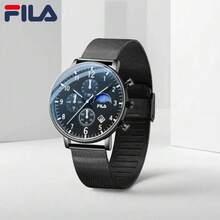 Reloj cronógrafo multifunción de cuarzo FILA de 45 mm de diámetro de esfera grande, resistente al agua 30M, con correa de acero inoxidable para hombre - Unitalla - Ver 2