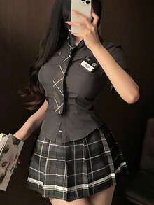 Bộ đồ lót gợi cảm, đồng phục học sinh gợi cảm, trang phục cosplay đồng phục nữ sinh ngây thơ. - màu đen - Xem 7
