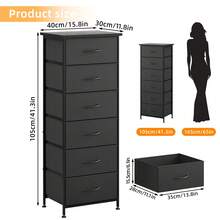 Tomnk 6-Drawer Fabric Dresser Storage Tower For Bedroom, Closet Or Entryway, Tall Chest With Sturdy Metal Frame & Pull-Out Bins, Space-Saving Vertical Organizer For Clothes, Toys Or Linens (2-Pack Available) - 黑色 - 查看 2