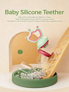 1pc Rotating Push-Type Baby Fruit & Vegetable Feeder, Infant Teething Silicone Mesh Bag Food Tool - Multicolor - View 7