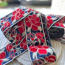 2026 Nuevo lanzamiento: Cinta de gasa bordada con flores de 100 CM en colores, adecuada para hacer correas de bolsos con estilo bohemio, manualidades de joyería y talla grande - Multicolor - Ver 1