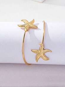 1pc Fashionable Gold Starfish Bracelet: Stackable Design, Tarnish-Resistant, Waterproof, Hypoallergenic Jewelry Masterpiece. Simple And Elegant Design, Bracelet - Multicolor - View 6