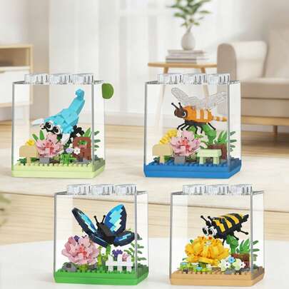 Bộ xếp hình Micro Brick: Mô hình cảnh quan thu nhỏ, bao gồm hoa, nhân vật và tượng sưu tầm - Nhà thám hiểm Bọ Cạp, Thợ máy Dế, Lâu đài trên không Chuồn chuồn, Vòng tròn ma thuật Kỳ lân, Vũ điệu Bướm, Tổ ong - Lý tưởng làm quà tặng Lễ Tạ ơn, Giáng sinh và Halloween.