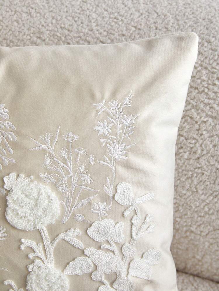 LCUHPCL 1件春夏迷人3D刺绣多色郁金香和野花图案抱枕套，家居装饰，适用于客厅、卧室、派对、沙发等。 - 米色 - 查看 9