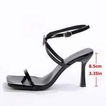 Giày sandal cao gót quai chéo tối giản, kiểu dáng thanh lịch mùa hè mới, mũi vuông, phù hợp cho đi làm, dự tiệc, đi biển. - màu đen - Xem 9