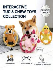 Wang Meow Pet Đồ chơi cho chó có nút thắt phát ra tiếng kêu, được thiết kế như một chiếc đĩa bay có nút thắt phát ra tiếng kêu, đồ chơi ném và nhặt cho chó, thiết kế ném và nhặt tương tác có tiếng kêu, cấu trúc bền chắc, chống cắn giúp làm sạch răng và phù hợp với chó cắn mạnh, trò chơi huấn luyện ngoài trời. - Nhiều màu - Xem 1
