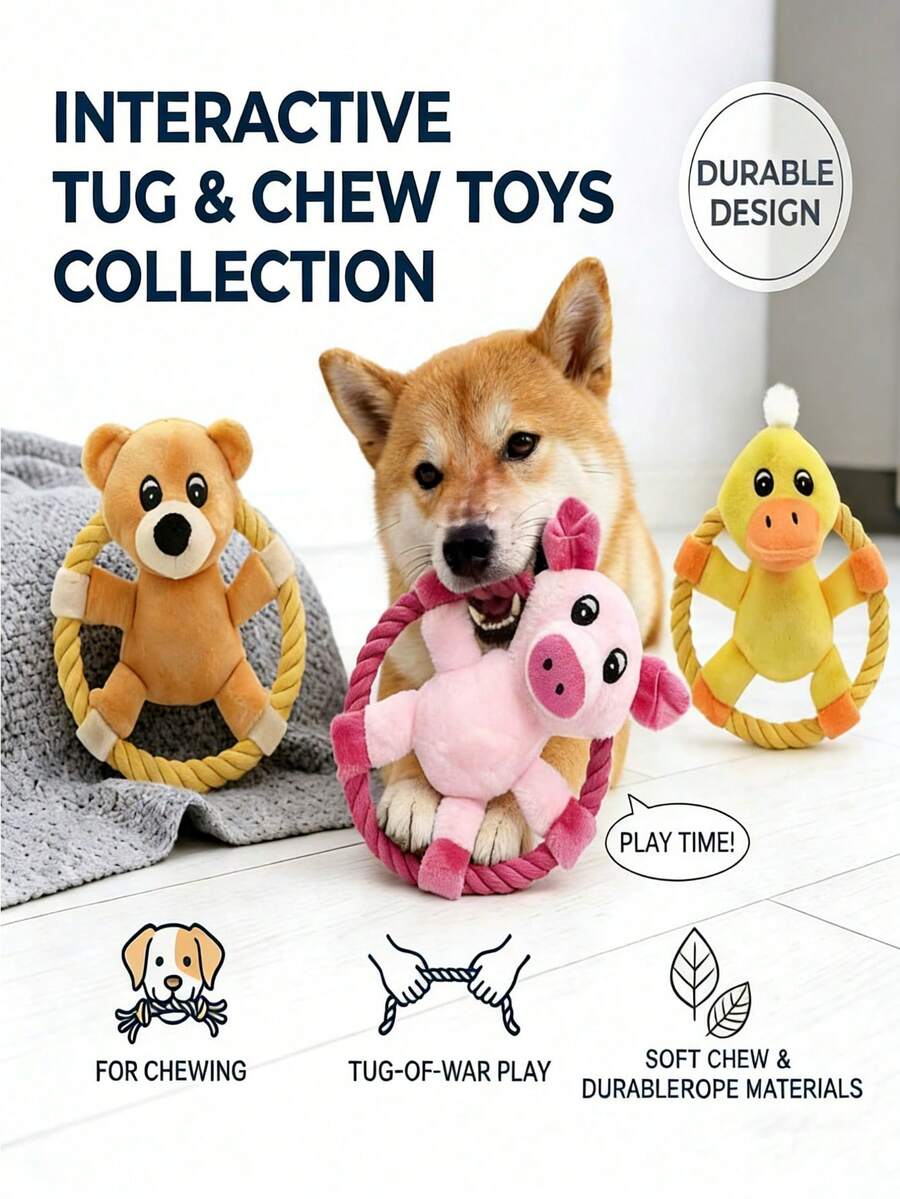 Wang Meow Pet Đồ chơi cho chó có nút thắt phát ra tiếng kêu, được thiết kế như một chiếc đĩa bay có nút thắt phát ra tiếng kêu, đồ chơi ném và nhặt cho chó, thiết kế ném và nhặt tương tác có tiếng kêu, cấu trúc bền chắc, chống cắn giúp làm sạch răng và phù hợp với chó cắn mạnh, trò chơi huấn luyện ngoài trời. - Nhiều màu - Xem 1