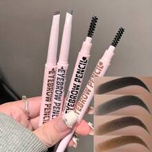 2pcs Dual-Ended Eyebrow Pencil, 2-In-1 Fine Tip & Brush Design, Long-Lasting Waterproof Natural Makeup, Automatic Eyebrow Pencil With Triangular Tip & Soft Brush, Easy To Apply - Eyebrow Pencil - View 6