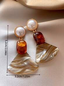 1对复古精致时尚独特几何圆形和方形耳钉，百搭日常及节日佩戴，女士 - 幾何 - 查看 5