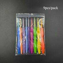 9pcs Colorful Plastic Handle Crochet Hook Set, Comfortable Non-Slip, Durable Aluminum Alloy Hooks, Multi-Size Yarn Knitting Tools - 9pcs - View 8