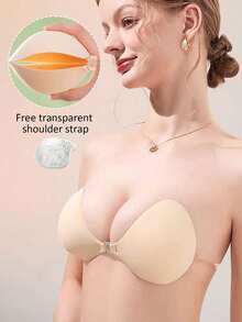 1/10pcs Detachable Shoulder Strap Invisible Self-Adhesive Thick 5cm Waterproof Breast Petals, Reusable Backless Bra For Dresses, Weddings, Parties - Multicolor - View 5