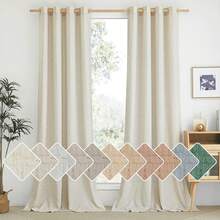 NICETOWN Natural Linen Curtains 84 Inch Long 2 Panels Set, Grommet Top Thick Linen Burlap Semi Sheer Vertical Drapes Privacy Assured With Light Filtering For Bedroom/Living Room, W55 X L84 - Vanilla - Xem 10